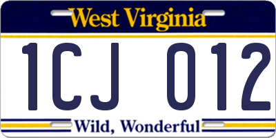 WV license plate 1CJ012