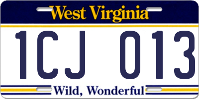 WV license plate 1CJ013