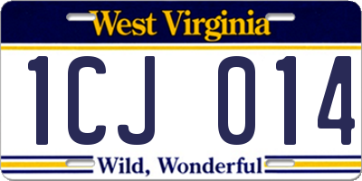 WV license plate 1CJ014