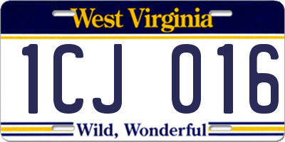 WV license plate 1CJ016