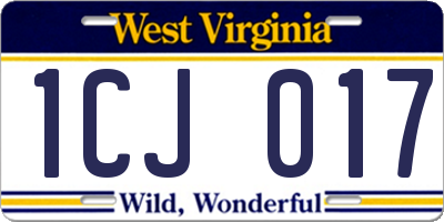 WV license plate 1CJ017