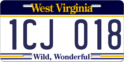 WV license plate 1CJ018