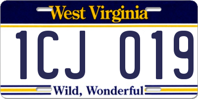 WV license plate 1CJ019