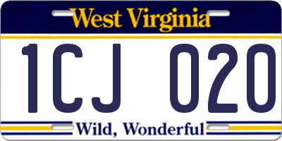WV license plate 1CJ020