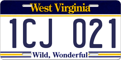 WV license plate 1CJ021