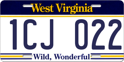 WV license plate 1CJ022