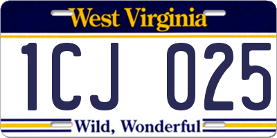 WV license plate 1CJ025