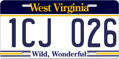 WV license plate 1CJ026