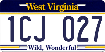WV license plate 1CJ027