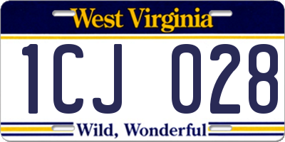WV license plate 1CJ028