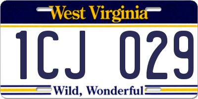 WV license plate 1CJ029