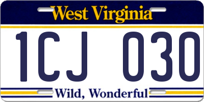 WV license plate 1CJ030