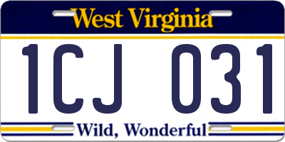 WV license plate 1CJ031
