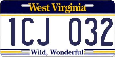 WV license plate 1CJ032