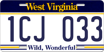 WV license plate 1CJ033