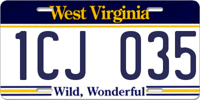 WV license plate 1CJ035