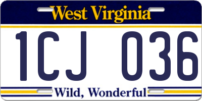WV license plate 1CJ036