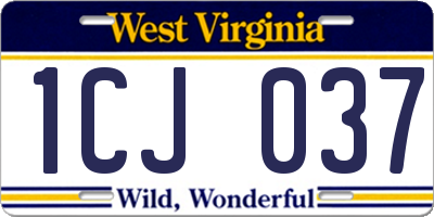 WV license plate 1CJ037