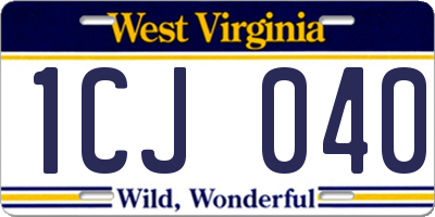 WV license plate 1CJ040