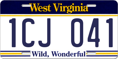 WV license plate 1CJ041