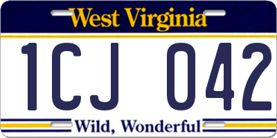 WV license plate 1CJ042