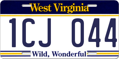 WV license plate 1CJ044