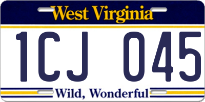WV license plate 1CJ045