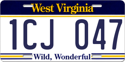 WV license plate 1CJ047