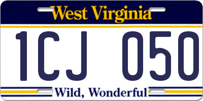 WV license plate 1CJ050