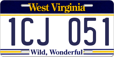 WV license plate 1CJ051