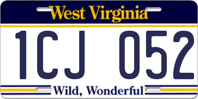 WV license plate 1CJ052