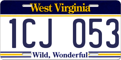 WV license plate 1CJ053