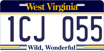 WV license plate 1CJ055