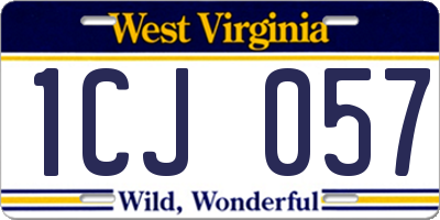 WV license plate 1CJ057