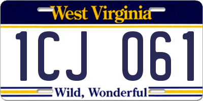 WV license plate 1CJ061