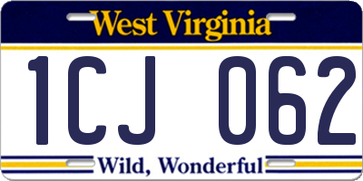 WV license plate 1CJ062