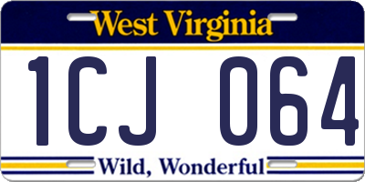 WV license plate 1CJ064