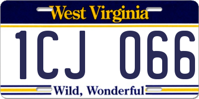 WV license plate 1CJ066