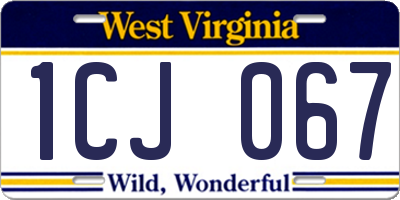 WV license plate 1CJ067