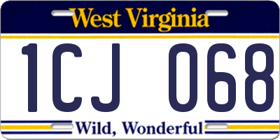 WV license plate 1CJ068
