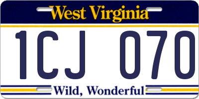 WV license plate 1CJ070