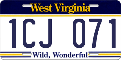 WV license plate 1CJ071
