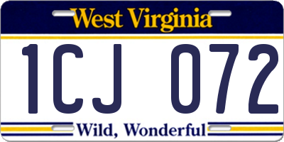 WV license plate 1CJ072