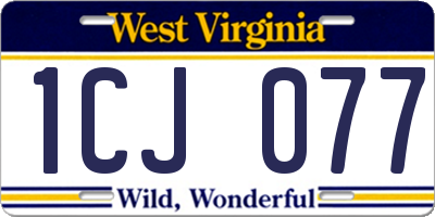 WV license plate 1CJ077