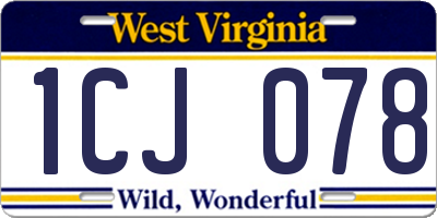 WV license plate 1CJ078