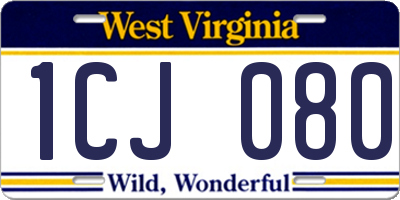 WV license plate 1CJ080