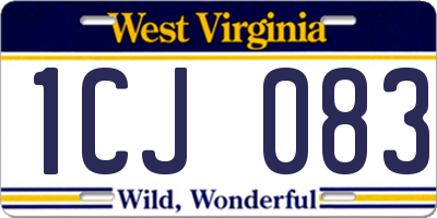 WV license plate 1CJ083