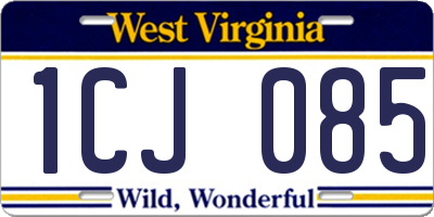 WV license plate 1CJ085