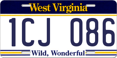 WV license plate 1CJ086