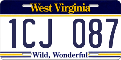 WV license plate 1CJ087